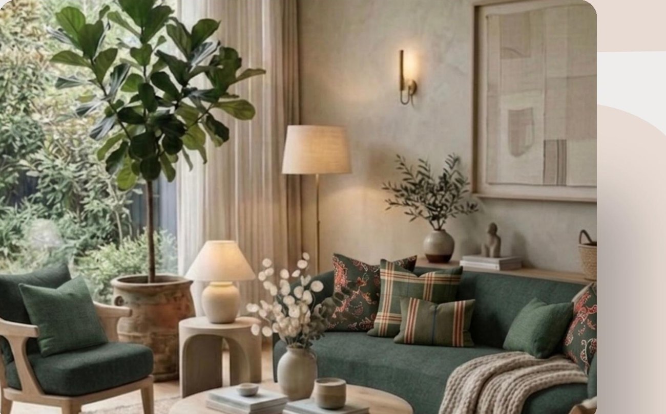 Sala com estofados e cortinas Armazém