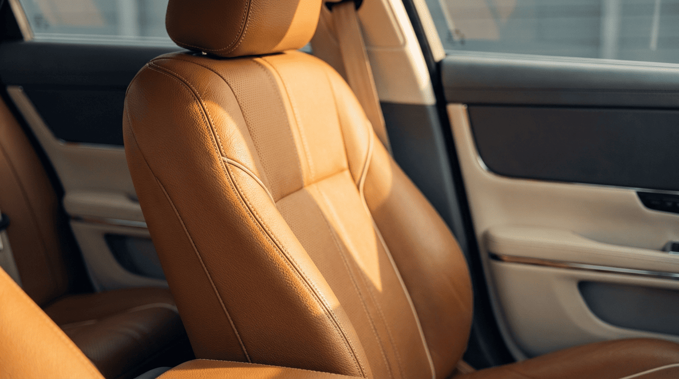 Interior premium com estofamento em couro — banco de carro com acabamento sofisticado
