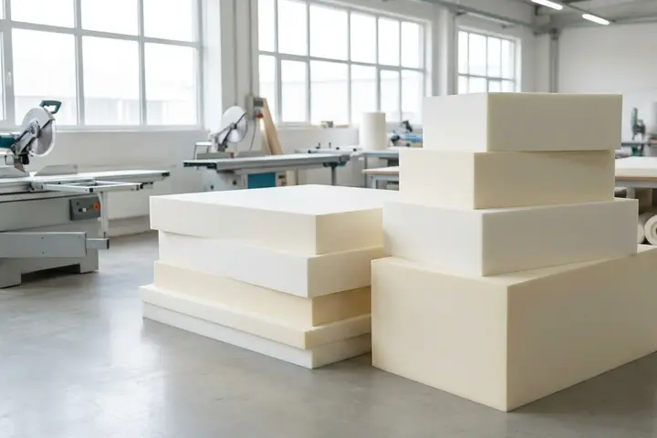 Blocos de espuma sob medida cortados em setor industrial