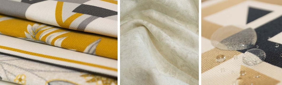 Tecido Málaga — Estampas com inspiração natural e acabamento waterproof — 40 cores em 8 grupos cromáticos.