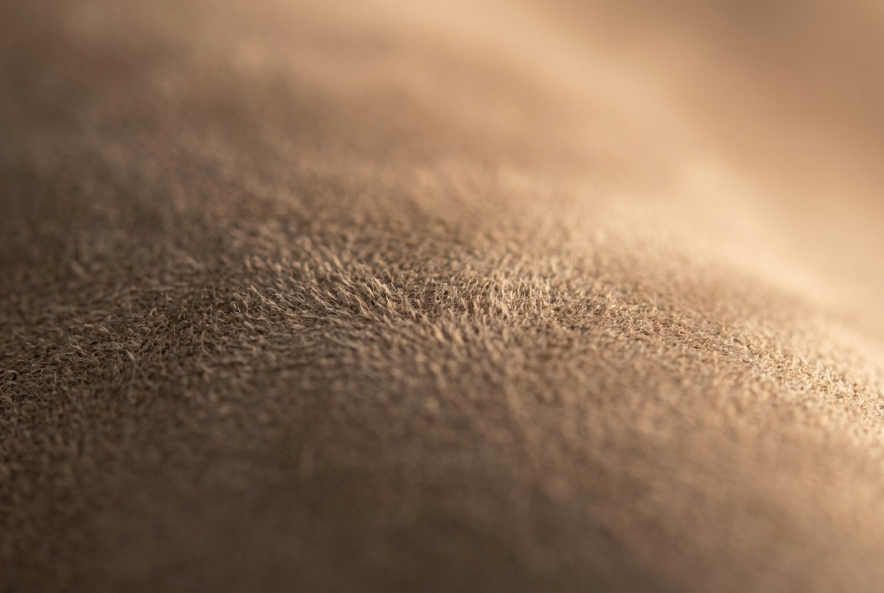 Textura macro do tecido suede em tom taupe com acabamento aveludado
